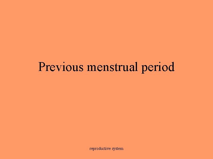 Previous menstrual period reproductive system 