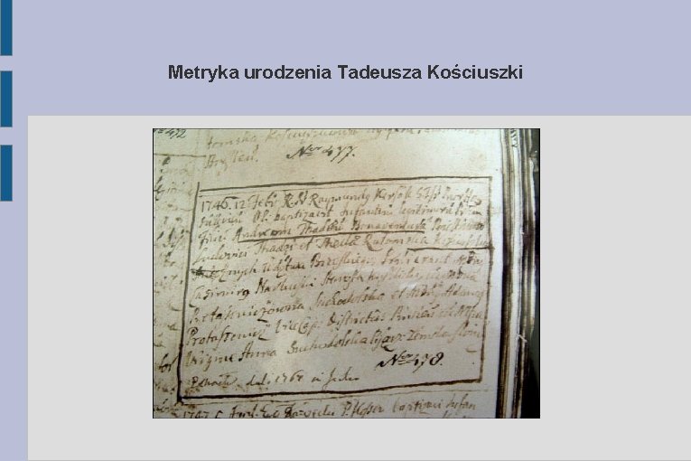 Metryka urodzenia Tadeusza Kościuszki 
