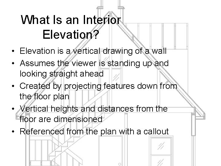 What Is an Interior Elevation? • Elevation is a vertical drawing of a wall