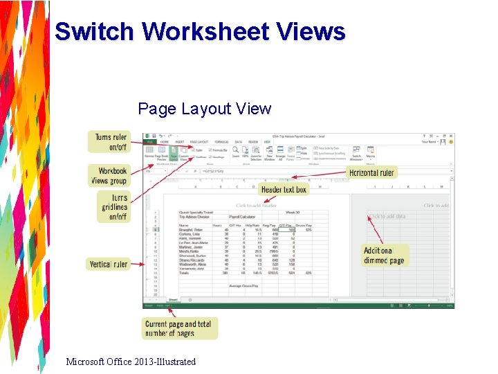 Switch Worksheet Views Page Layout View Microsoft Office 2013 -Illustrated 