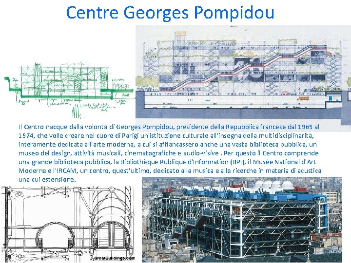 Centre Georges Pompidou Il Centro nacque dalla volontà di Georges Pompidou, presidente della Repubblica