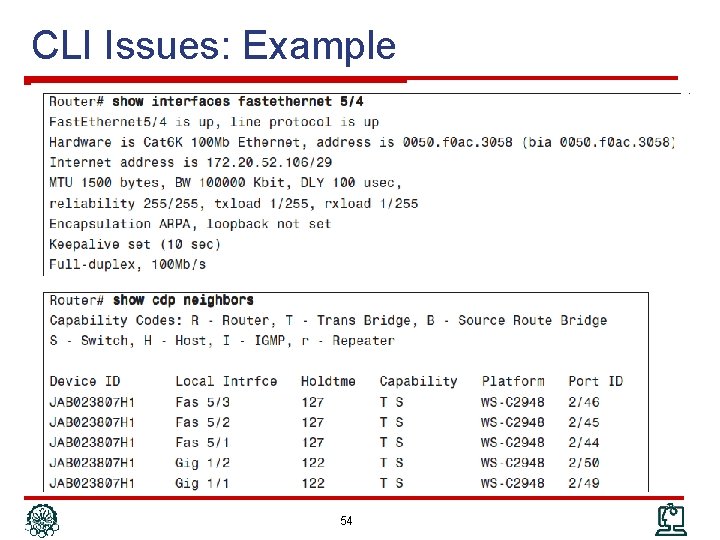 CLI Issues: Example 54 