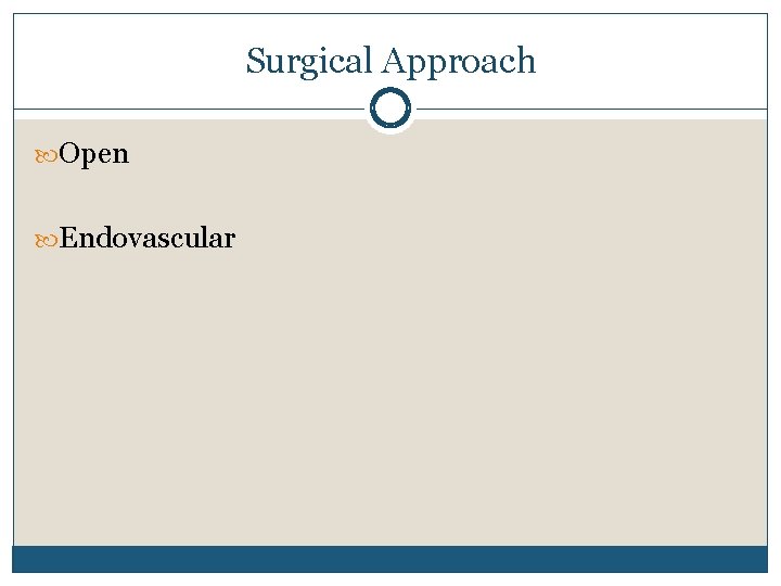 Surgical Approach Open Endovascular 