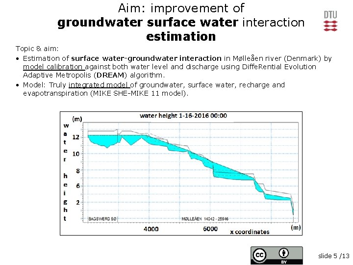 Aim: improvement of groundwater surface water interaction estimation Topic & aim: • Estimation of