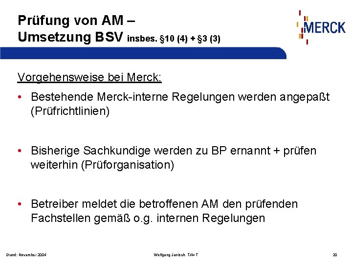 Prüfung von AM – Umsetzung BSV insbes. § 10 (4) + § 3 (3)