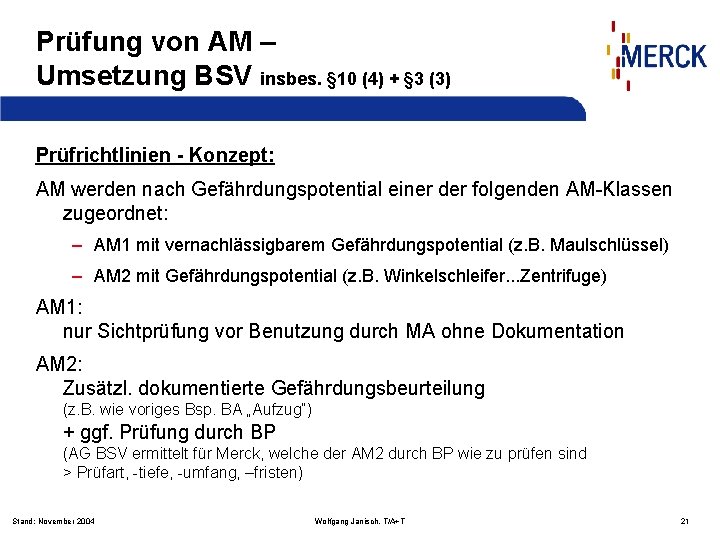 Prüfung von AM – Umsetzung BSV insbes. § 10 (4) + § 3 (3)