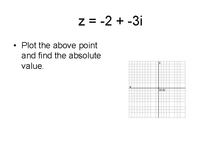z = -2 + -3 i • Plot the above point and find the