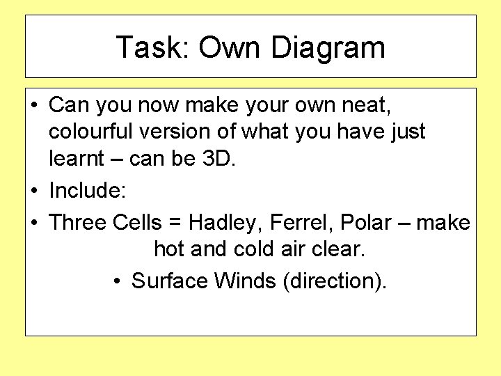Task: Own Diagram • Can you now make your own neat, colourful version of