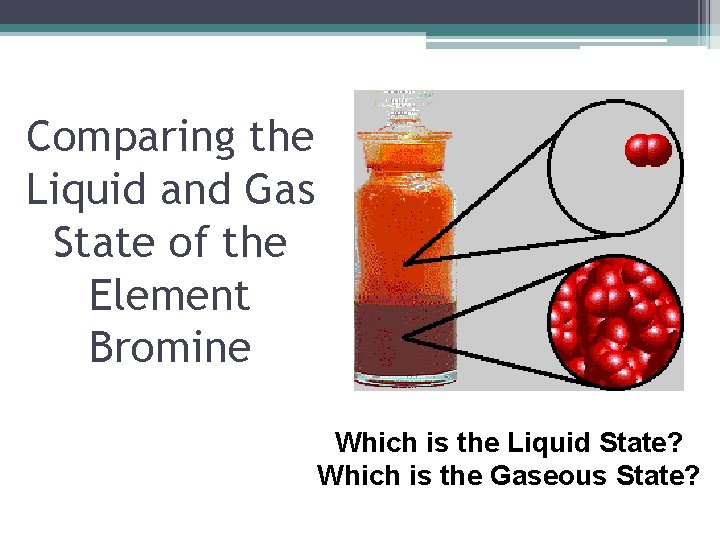 Comparing the Liquid and Gas State of the Element Bromine Which is the Liquid