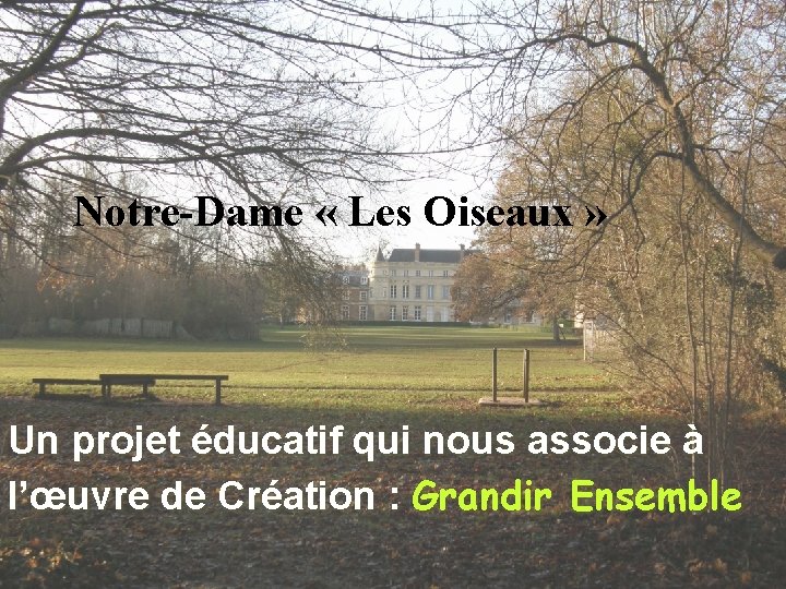 Notre-Dame « Les Oiseaux » Un projet éducatif qui nous associe à l’œuvre de