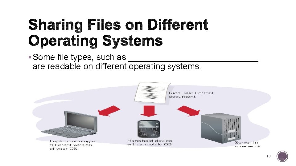 § Some file types, such as ______________, are readable on different operating systems. 18