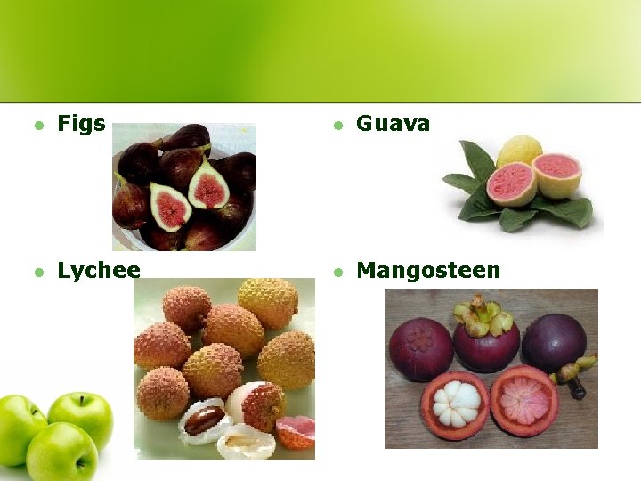 l Figs l Guava l Lychee l Mangosteen 