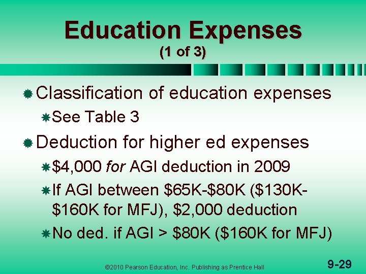 Education Expenses (1 of 3) ® Classification See of education expenses Table 3 ®