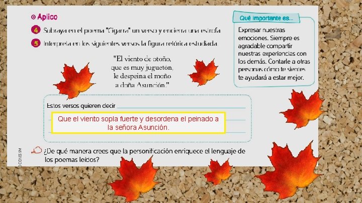 Que el viento sopla fuerte y desordena el peinado a la señora Asunción. 