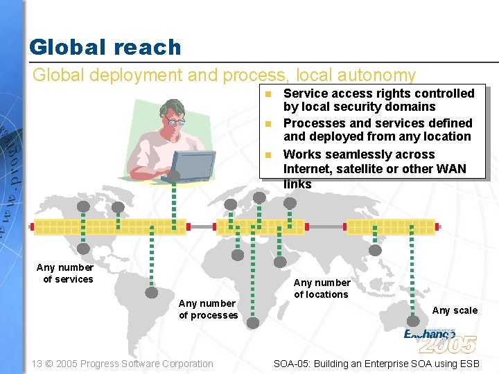 Global reach Global deployment and process, local autonomy n n n Any number of