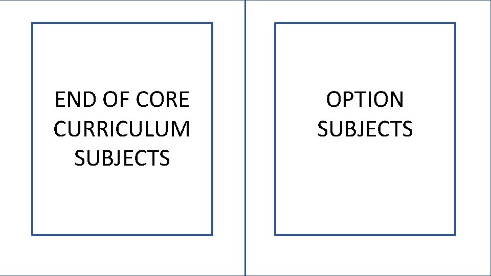 END OF CORE CURRICULUM SUBJECTS OPTION SUBJECTS 