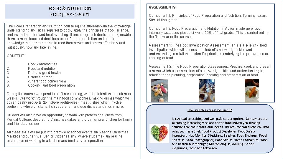 FOOD & NUTRITION EDUQUAS C 560 P 1 The Food Preparation and Nutrition course