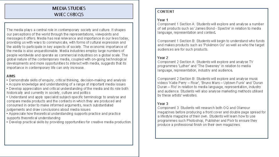 MEDIA STUDIES WJEC C 680 QS The media plays a central role in contemporary