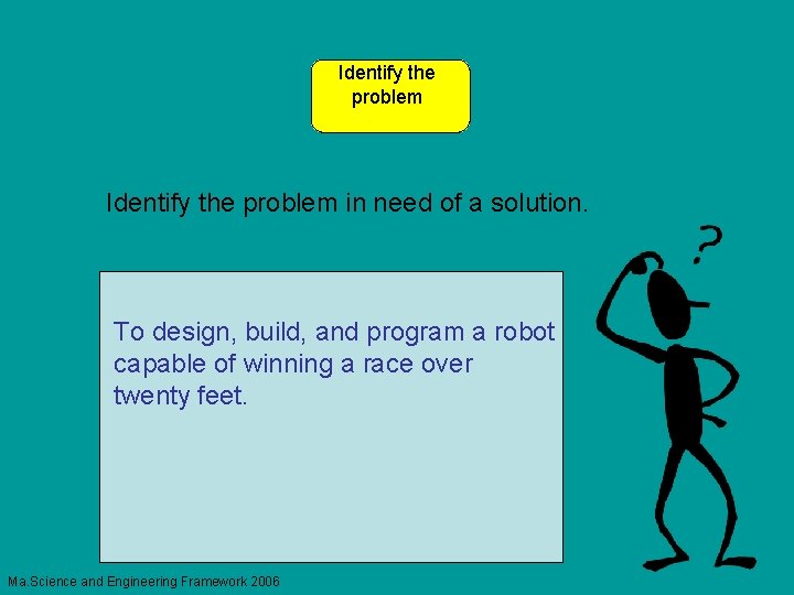 Identify the problem in need of a solution. To design, build, and program a