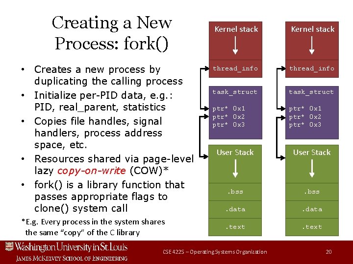 Creating a New Process: fork() • Creates a new process by duplicating the calling