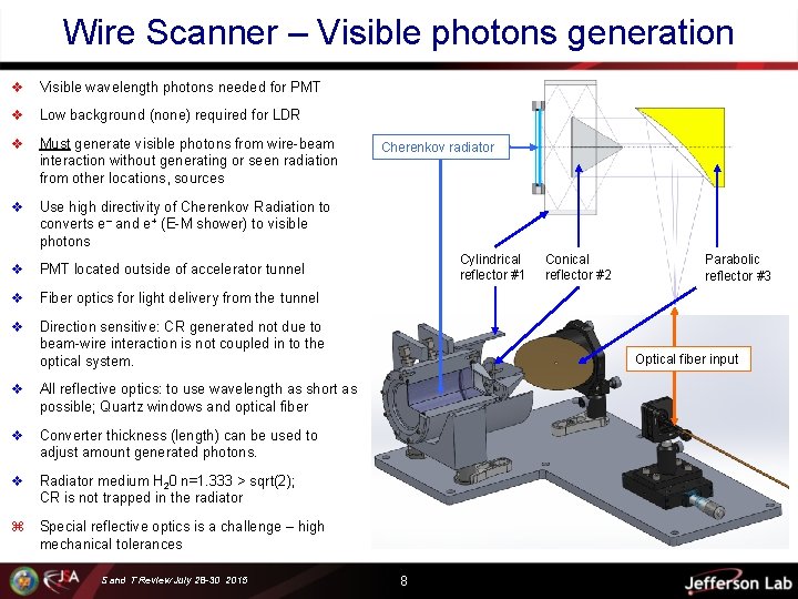 Wire Scanner – Visible photons generation v Visible wavelength photons needed for PMT v