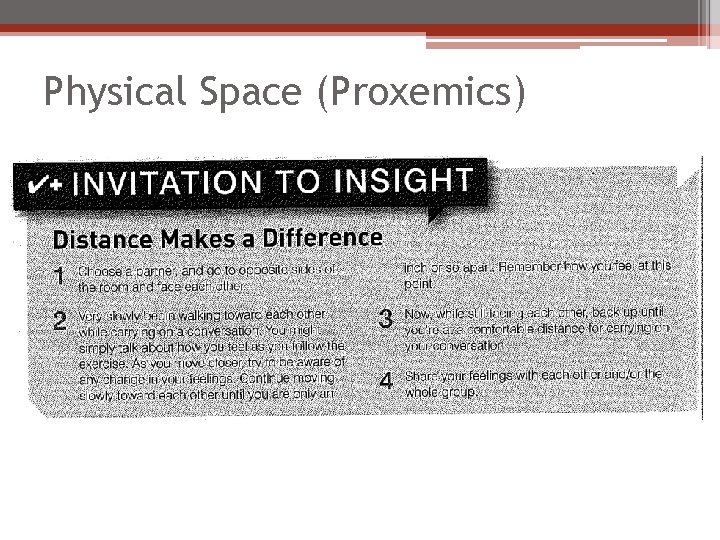 Physical Space (Proxemics) 