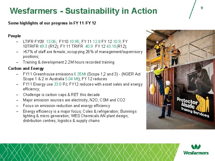 Wesfarmers - Sustainability in Action Some highlights of our progress in FY 11 /FY