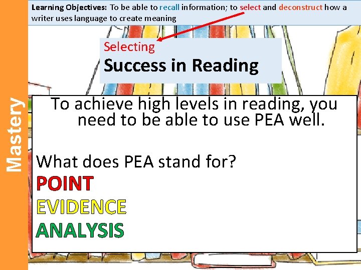 Learning Objectives: To be able to recall information; to select and deconstruct how a Learning Objectives: To be able to recall information; to select and deconstruct how a