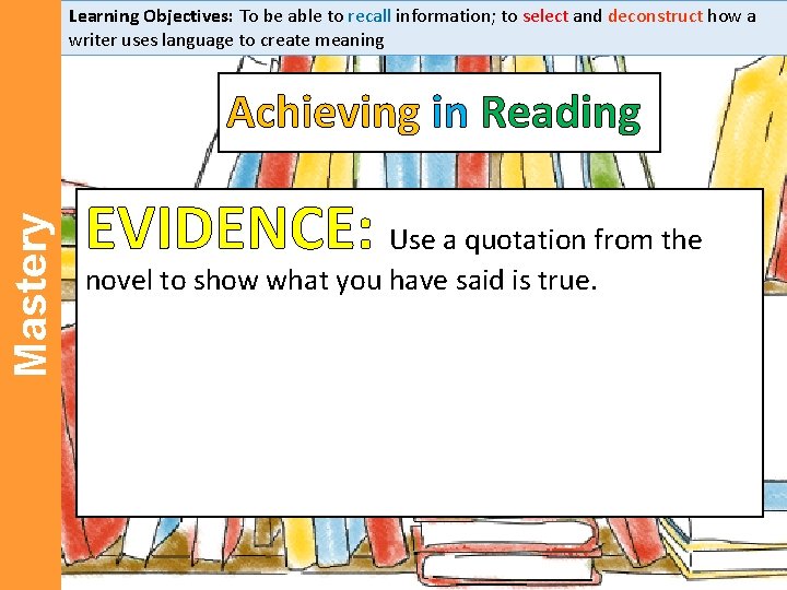 Learning Objectives: To be able to recall information; to select and deconstruct how a Learning Objectives: To be able to recall information; to select and deconstruct how a