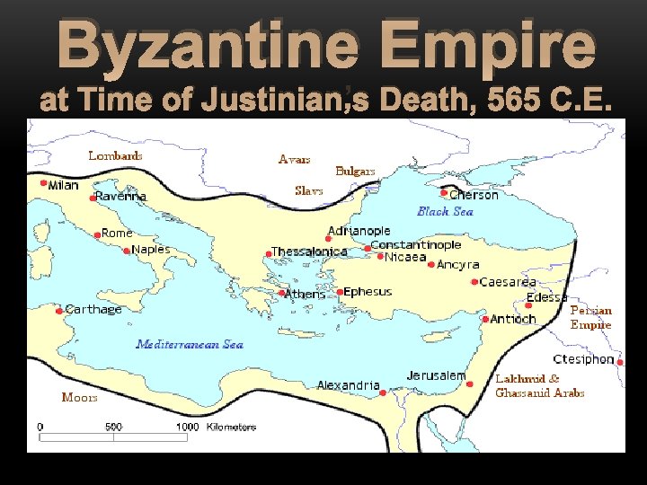 Byzantine Empire at Time of Justinian’s Death, 565 C. E. 