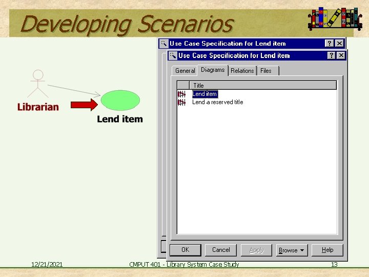 Developing Scenarios 12/21/2021 CMPUT 401 - Library System Case Study 13 