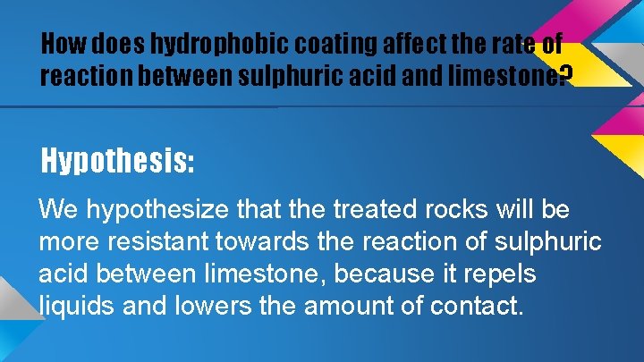 How does hydrophobic coating affect the rate of reaction between sulphuric acid and limestone?