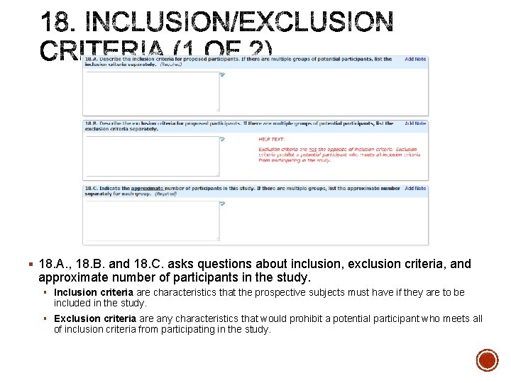§ 18. A. , 18. B. and 18. C. asks questions about inclusion, exclusion