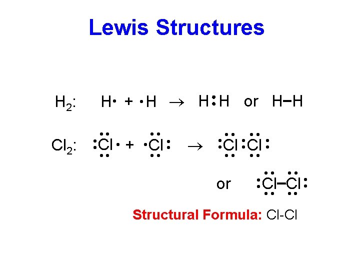 Lewis Structures H · + · H ® H H or H H ··