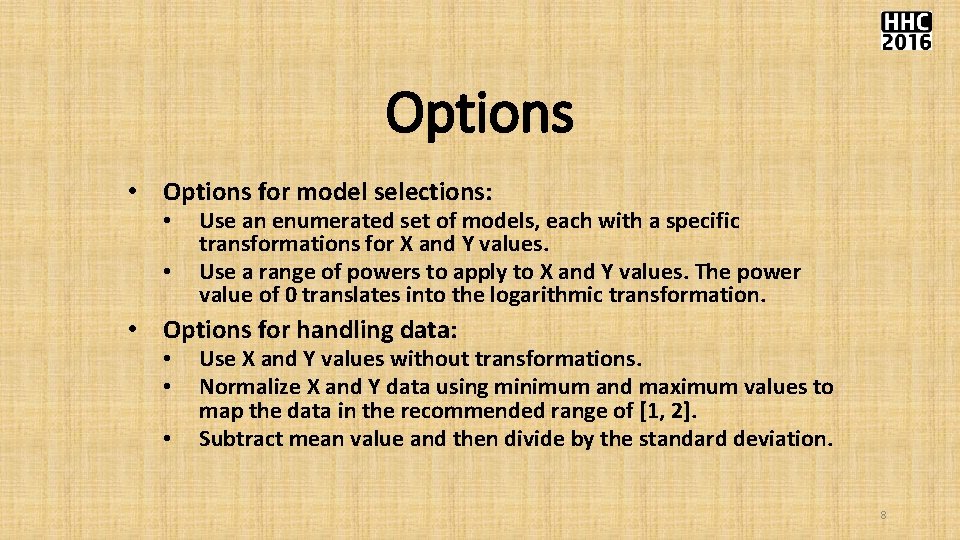 Options • Options for model selections: • • Use an enumerated set of models, Options • Options for model selections: • • Use an enumerated set of models,