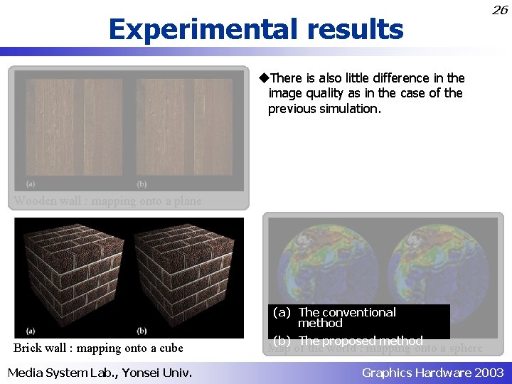 Experimental results 26 u. There is also little difference in the image quality as