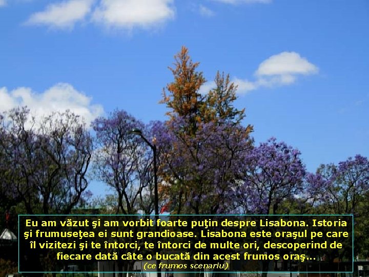 Eu am văzut şi am vorbit foarte puţin despre Lisabona. Istoria şi frumuseţea ei