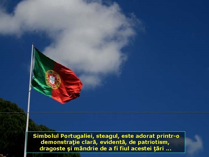 Simbolul Portugaliei, steagul, este adorat printr-o demonstraţie clară, evidentă, de patriotism, dragoste şi mândrie