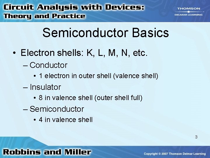 Semiconductor Basics • Electron shells: K, L, M, N, etc. – Conductor • 1