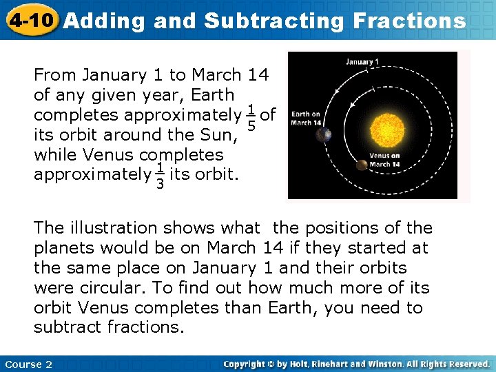 4 -10 Adding and Subtracting Fractions From January 1 to March 14 of any