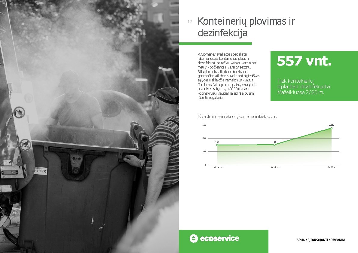 17 Konteinerių plovimas ir dezinfekcija Visuomenės sveikatos specialistai rekomenduoja konteinerius plauti ir dezinfekuoti ne