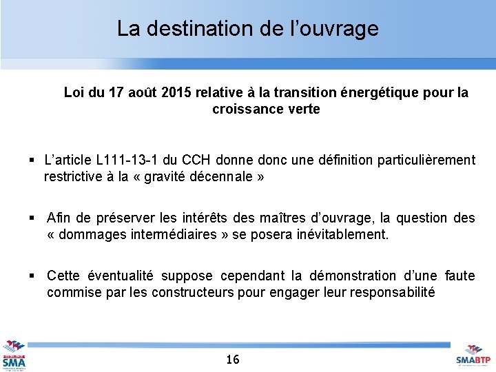 La destination de l’ouvrage Loi du 17 août 2015 relative à la transition énergétique