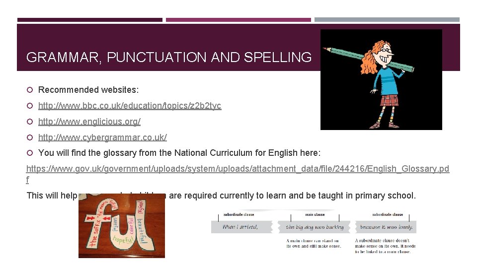 GRAMMAR, PUNCTUATION AND SPELLING Recommended websites: http: //www. bbc. co. uk/education/topics/z 2 b 2