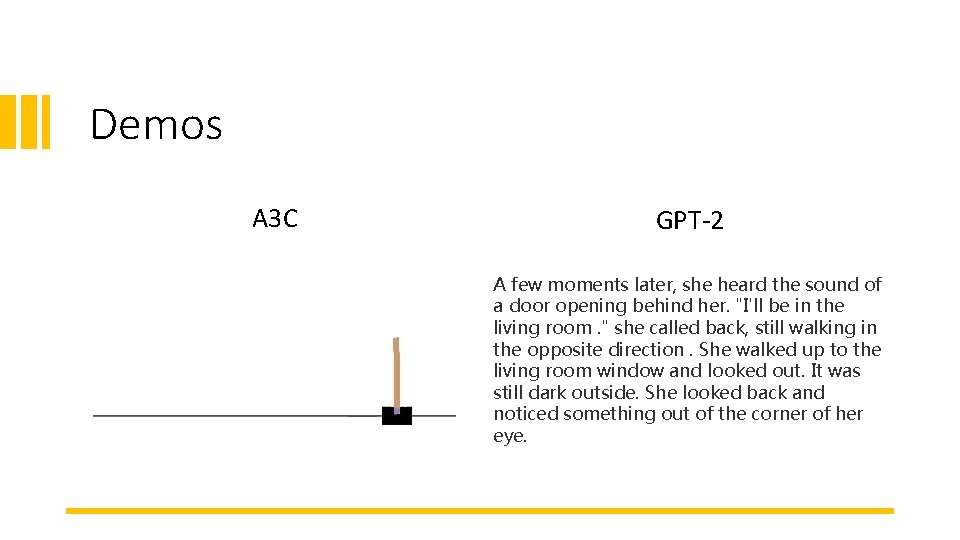 Demos A 3 C GPT-2 A few moments later, she heard the sound of