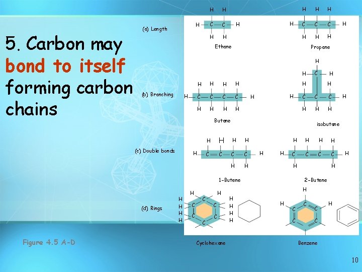 5. Carbon may bond to itself forming carbon chains H (a) Length H H