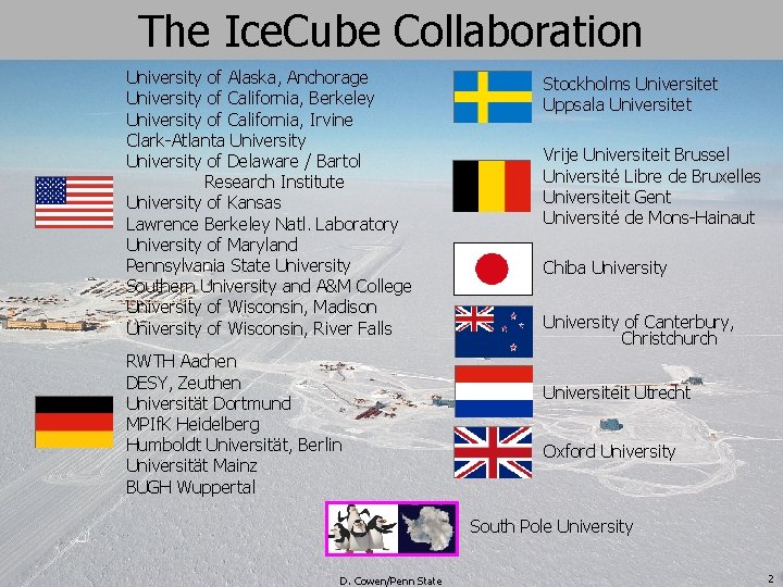 The Ice. Cube Collaboration University of Alaska, Anchorage University of California, Berkeley University of