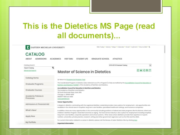 This is the Dietetics MS Page (read all documents). . . 