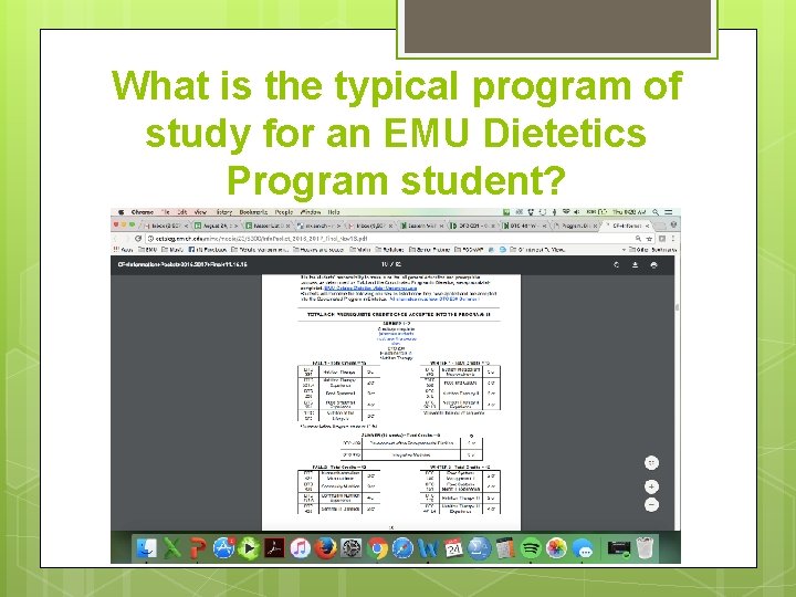 What is the typical program of study for an EMU Dietetics Program student? 