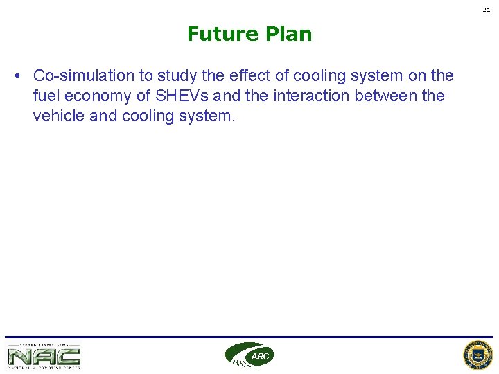 21 Future Plan • Co-simulation to study the effect of cooling system on the 21 Future Plan • Co-simulation to study the effect of cooling system on the
