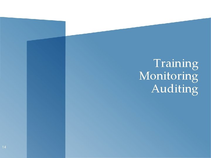 Training Monitoring Auditing 14 